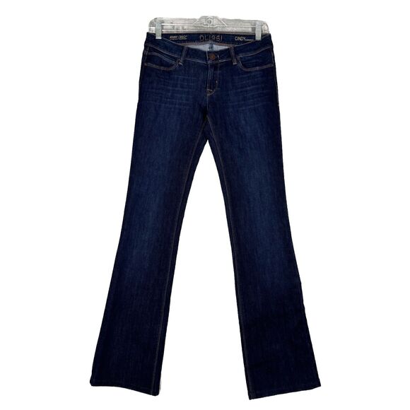 DL1961 Jeans Womens 4 27 Blue Cindy‎ Slim Boot Dark Whiskering Fading Streetwear - Picture 1 of 11